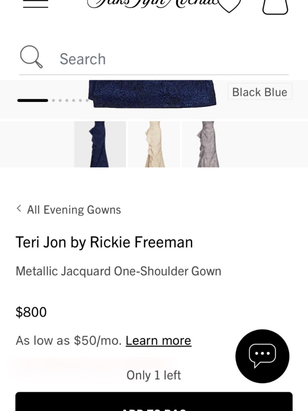 Teri Jon by Rickie Freeman Metallic One Shoulder Jacquard Gown Size 2 Black Blue - Picture 2 of 10